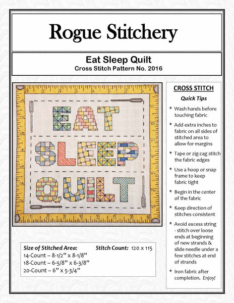 Eat Sleep Quilt - Cross Stitch Pattern
