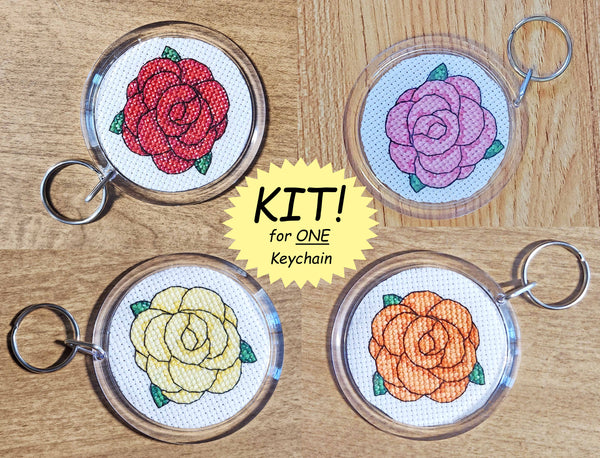 Rose Keychain - Cross Stitch Kit