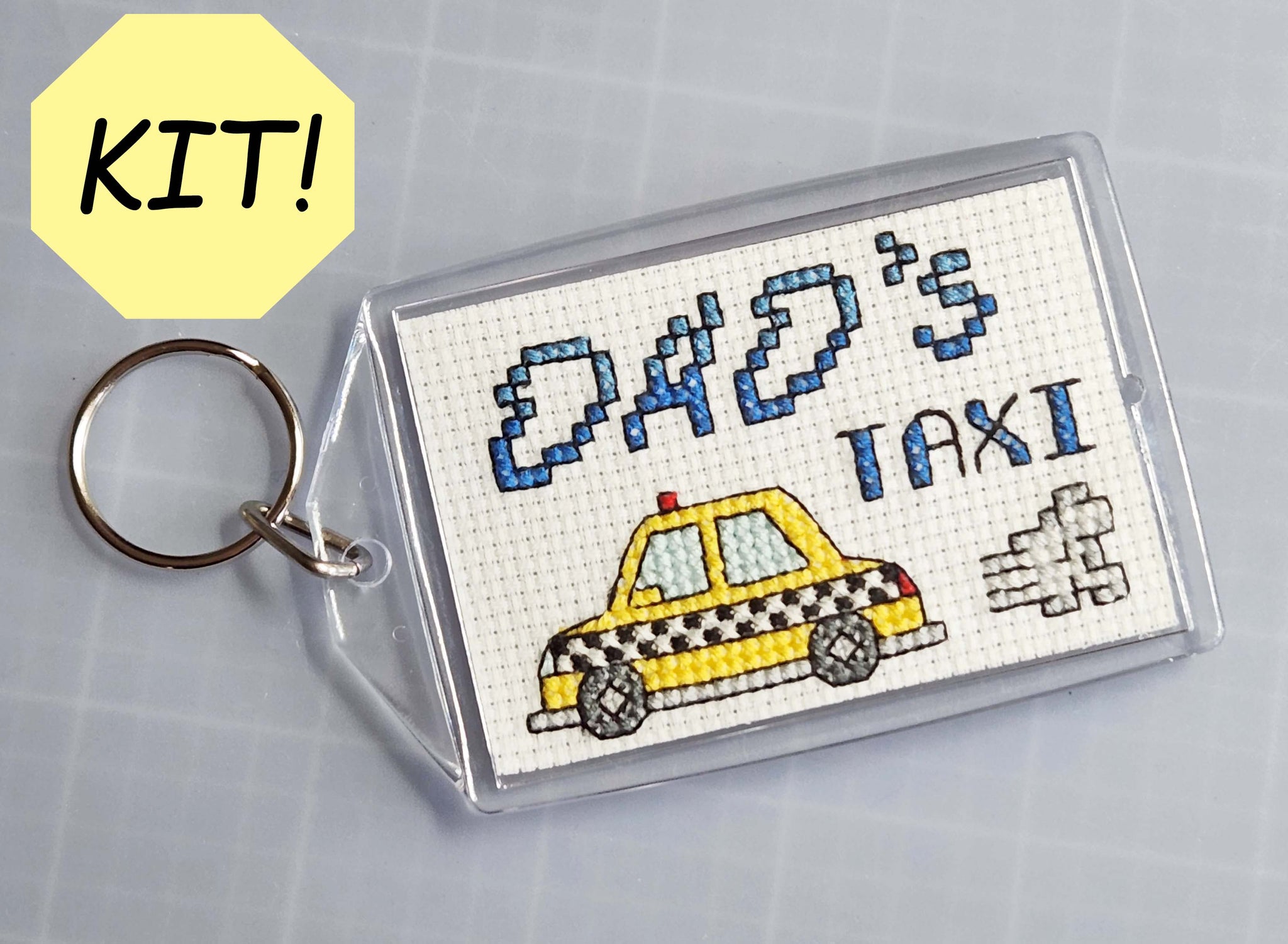 Dad's Taxi Keychain - Cross Stitch Kit