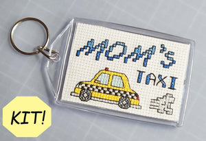 Mom's Taxi Keychain - Cross Stitch Kit