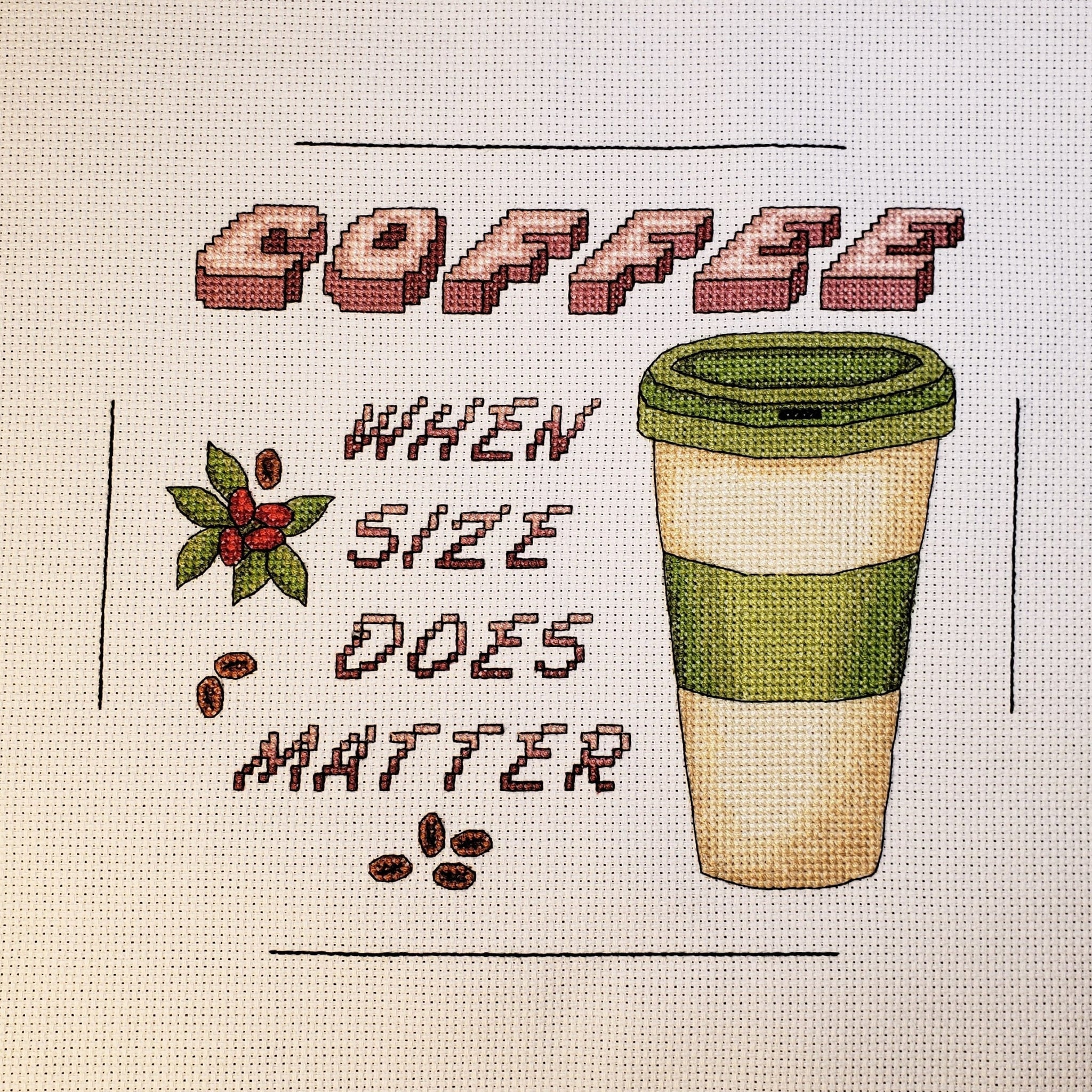 Coffee Size Matters - Cross Stitch Pattern